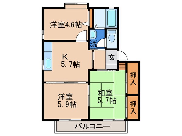 ディアス春日台Ｂ棟の物件間取画像